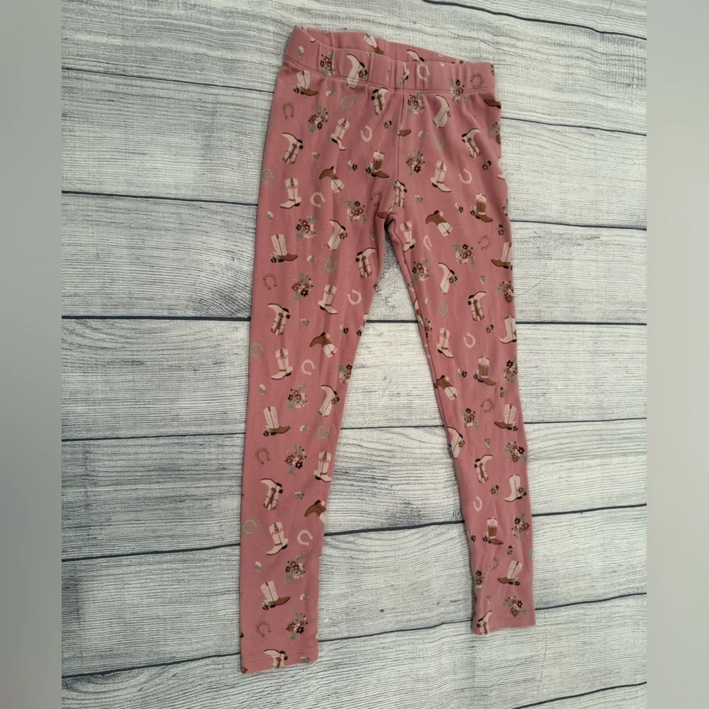 Gymboree Pink Pajama Set with Ruffled Top and Floral Bottoms/girls size 7